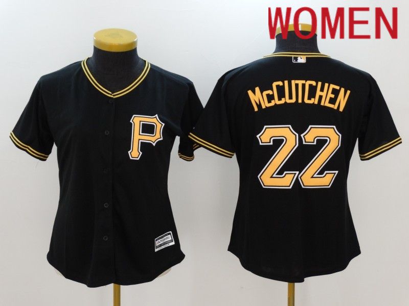 Women Pittsburgh Pirates 22 Mccutchen Black Nike Game 2024 MLB Jersey style 1